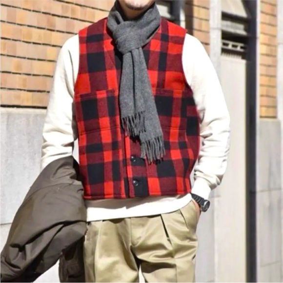 CC Filson Mackinaw Wool Vest Mens 38 Red Black Buffalo Plaid Style 20 USA Made - Picture 11 of 11